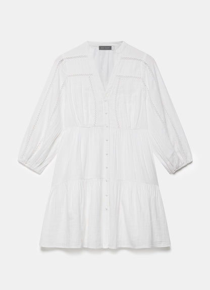 White Cotton Boho Mini Dress