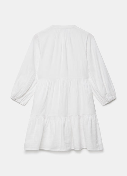 White Cotton Boho Mini Dress