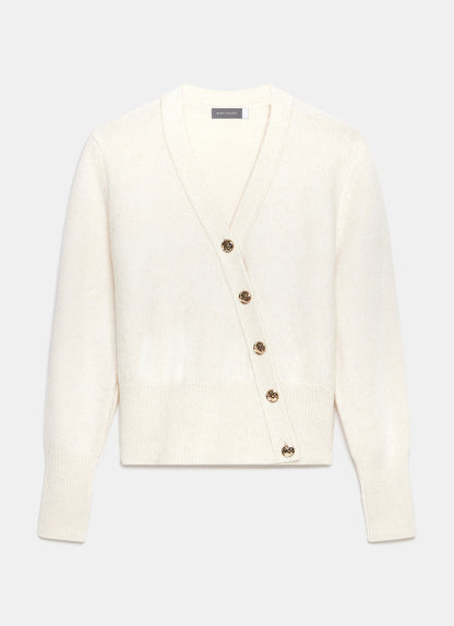 Cream Asymmetric Knit Cardigan