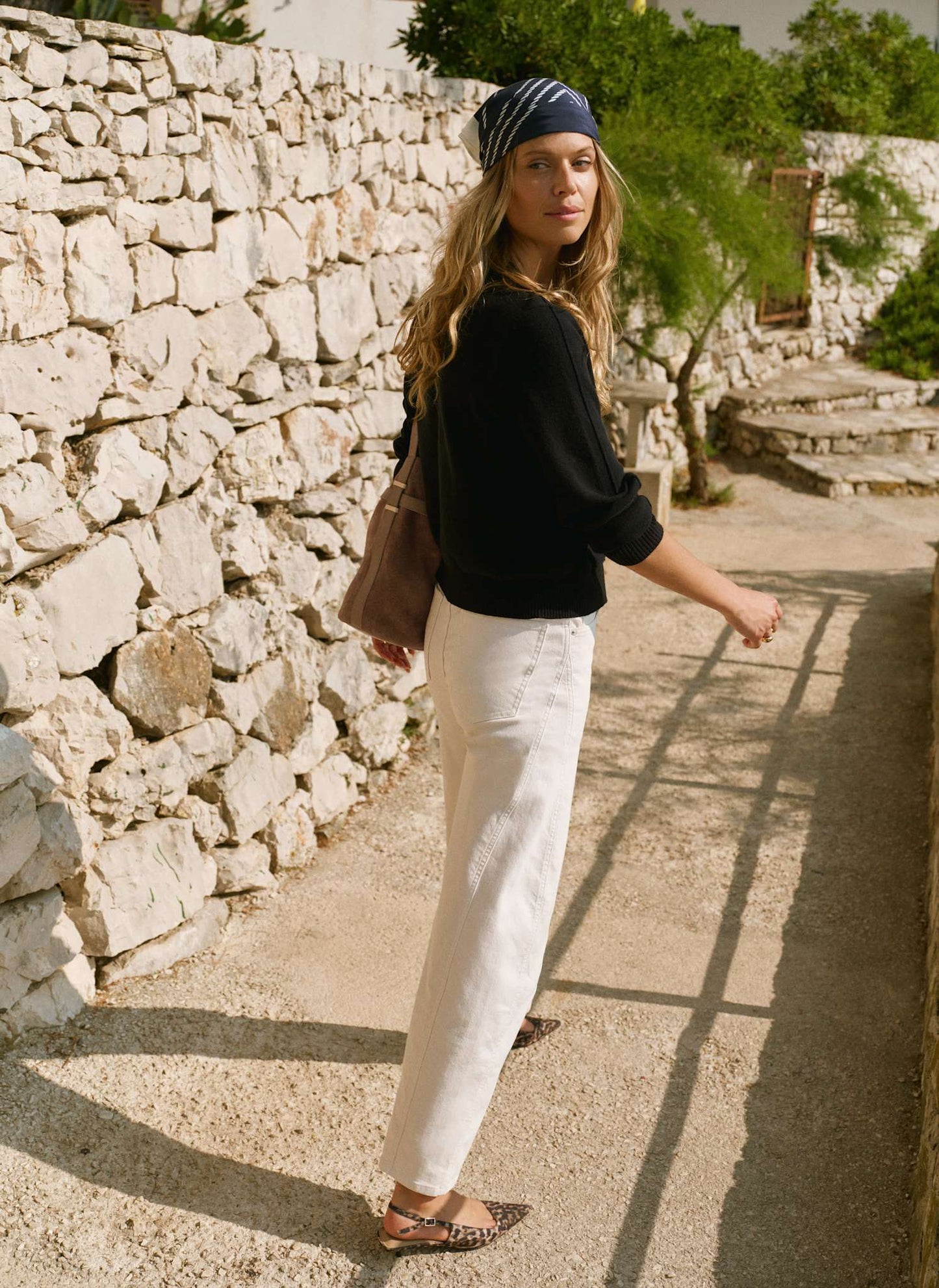 Cream Barrel Leg Jeans
