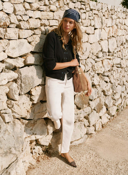 Cream Barrel Leg Jeans