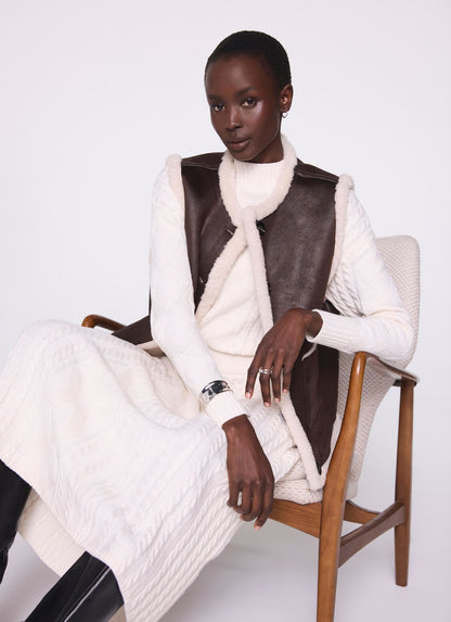 Cream Cable Knit Midi Dress