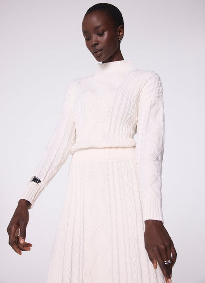 Cream Cable Knit Midi Dress