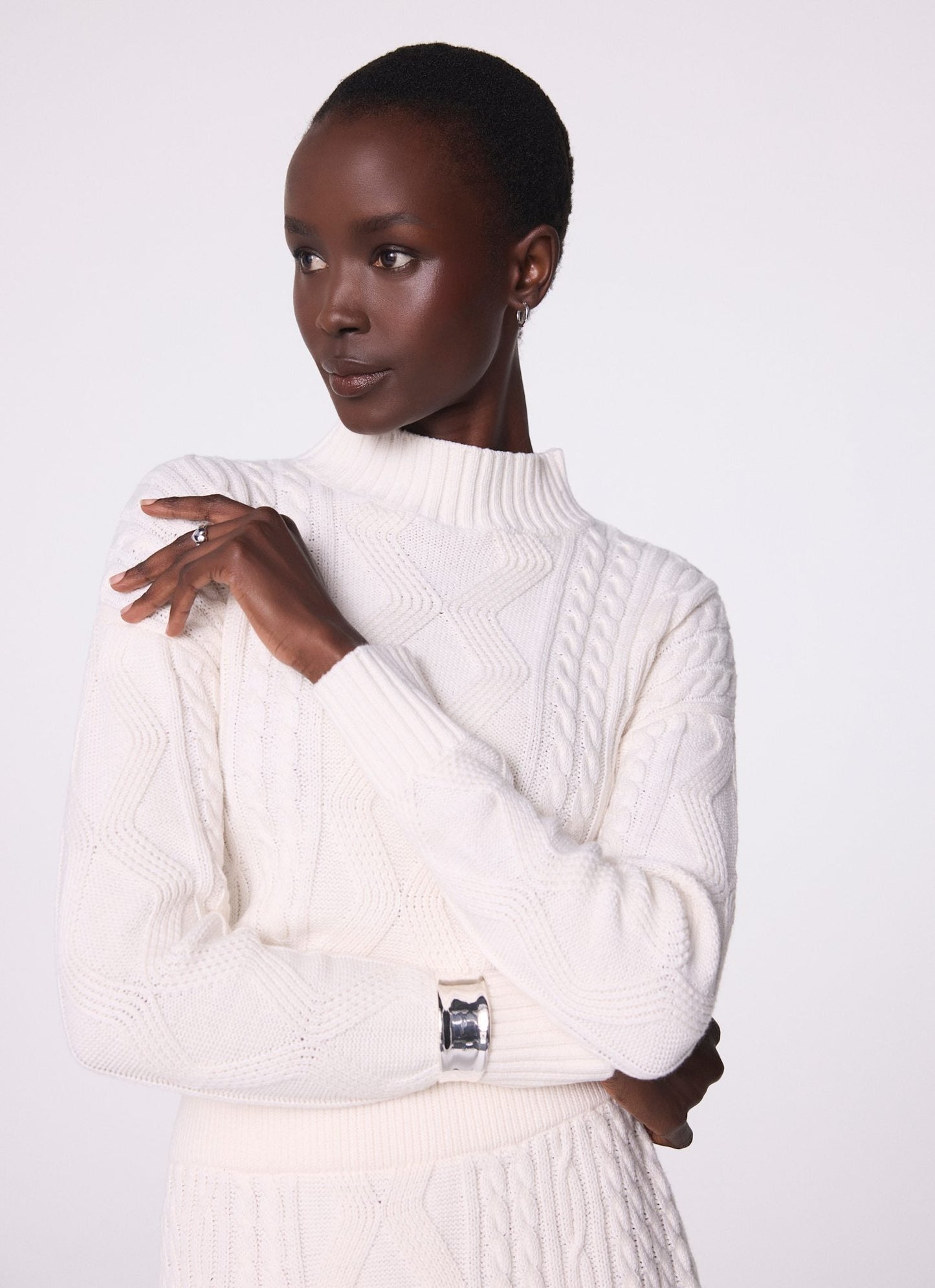 Cream Cable Knit Midi Dress