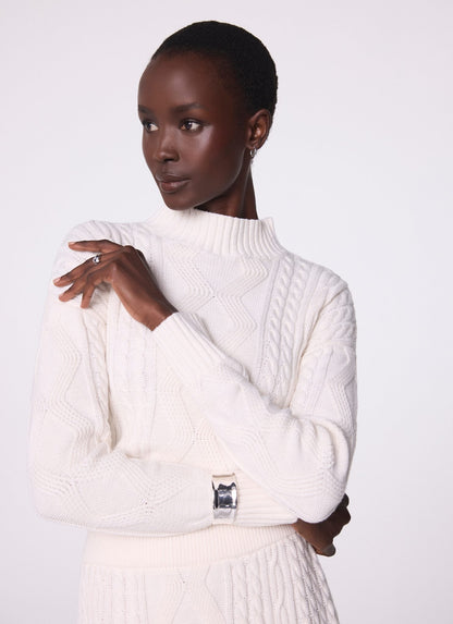 Cream Cable Knit Midi Dress