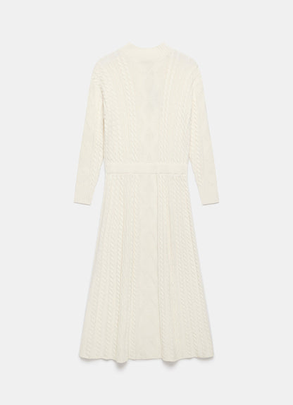 Cream Cable Knit Midi Dress
