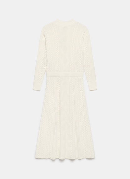 Cream Cable Knit Midi Dress