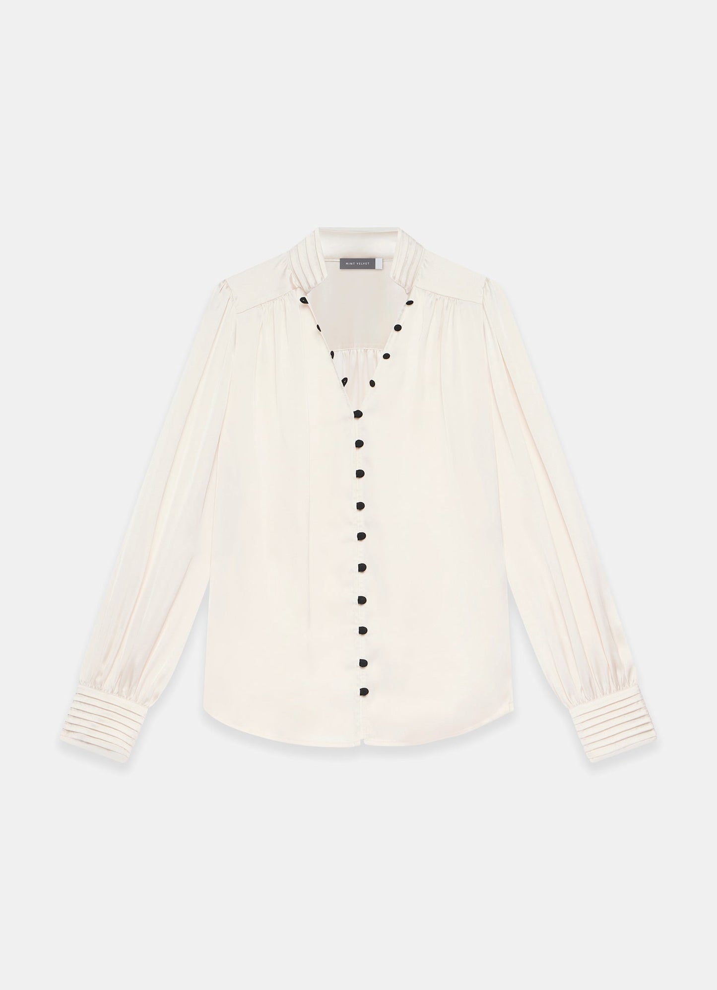 Cream Contrast Satin Blouse