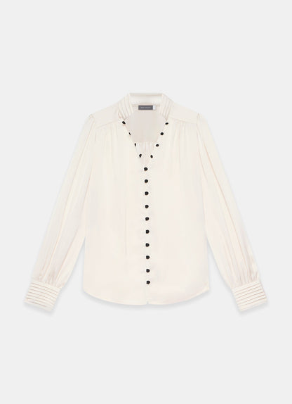 Cream Contrast Satin Blouse