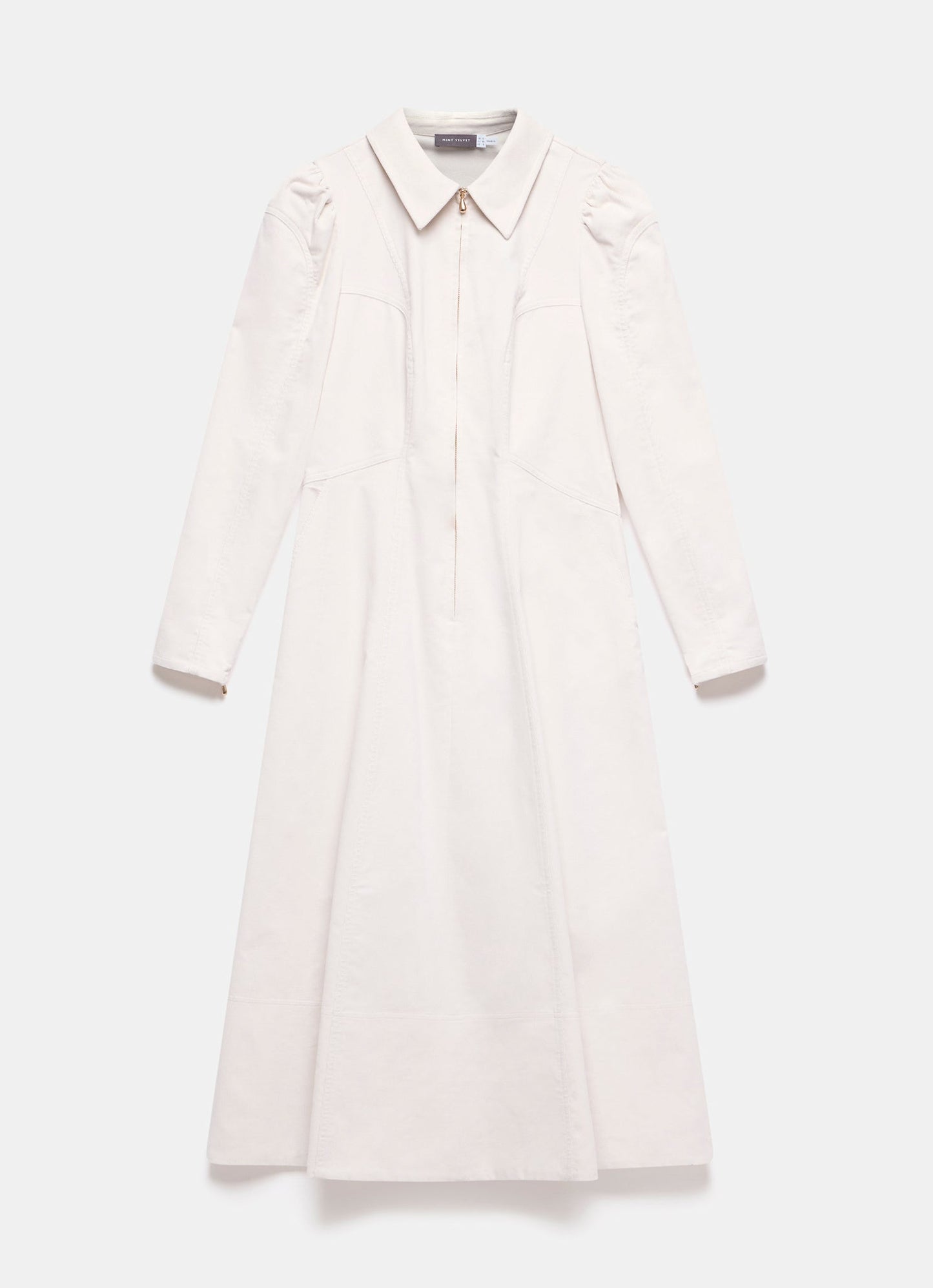 Cream Corduroy Midi Dress