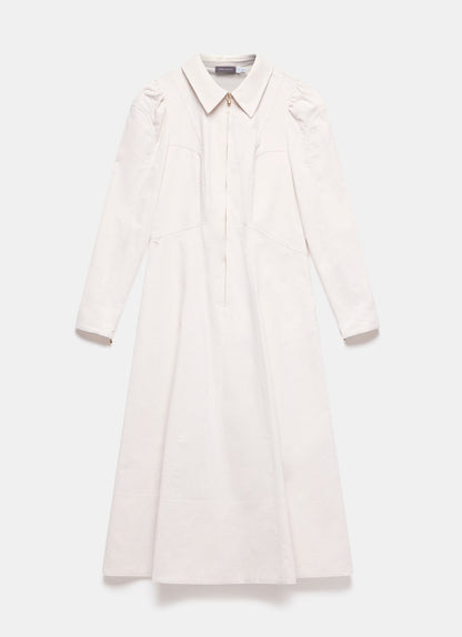 Cream Corduroy Midi Dress