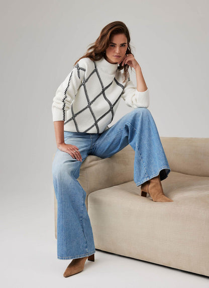 Cream Diamond Stitch Jumper