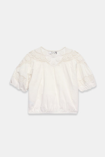 Cream Cotton Embroidered Top