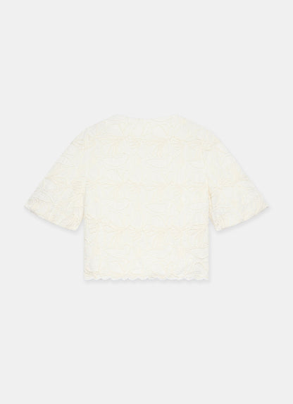 Cream Embroidered Detail Top