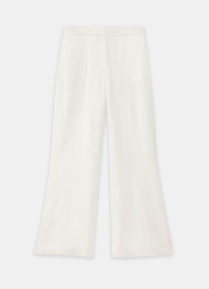 Cream Satin Flared Trousers