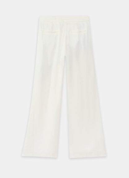 Cream Satin Flared Trousers