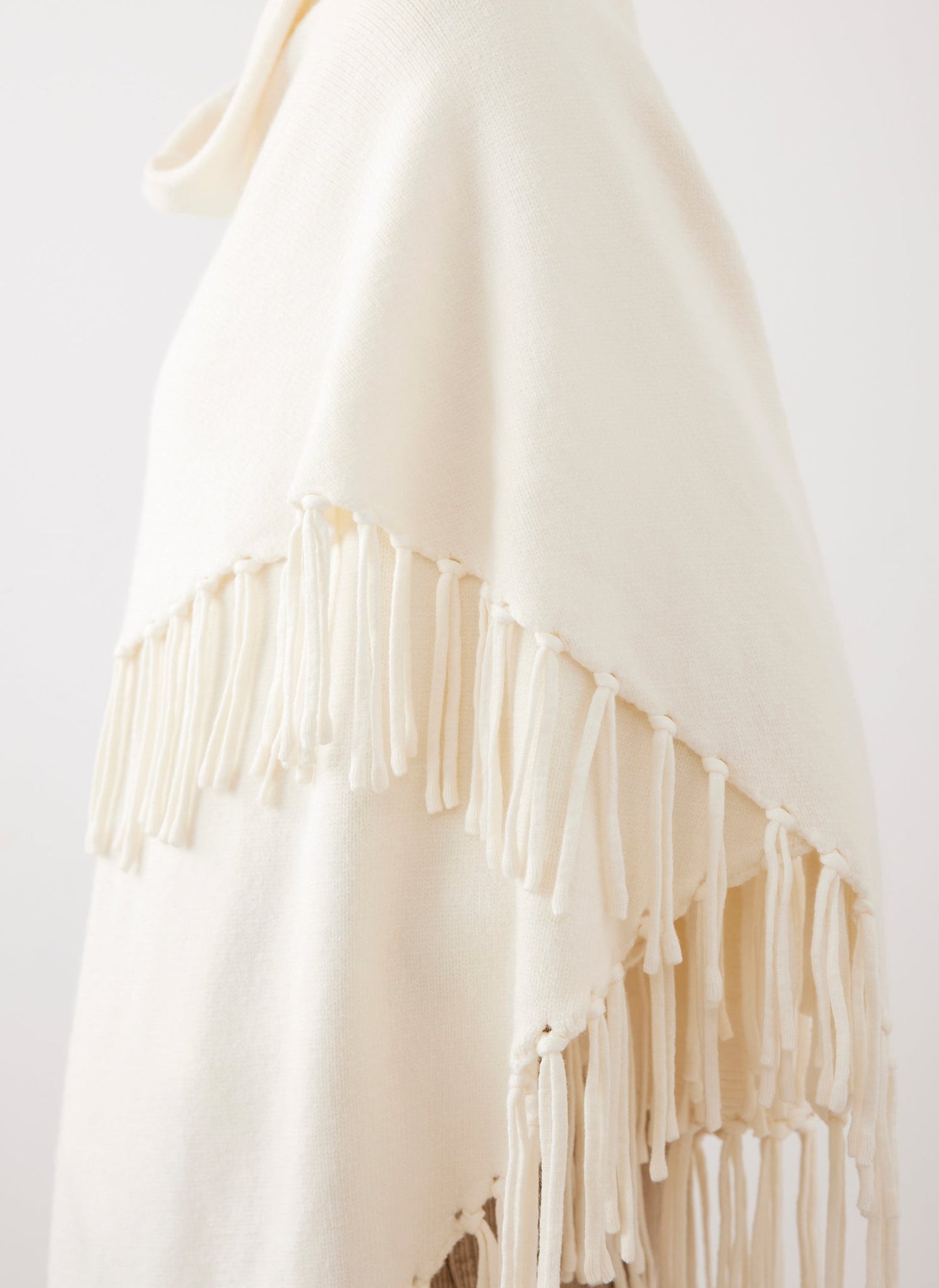 Cream Fringed Triangle Shawl