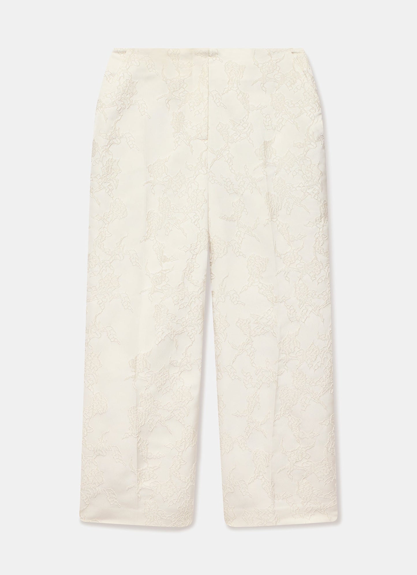 Cream Jacquard Slim Trousers
