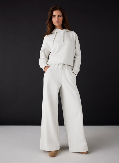 Cream Cotton Blend Hooded Sweatshirt