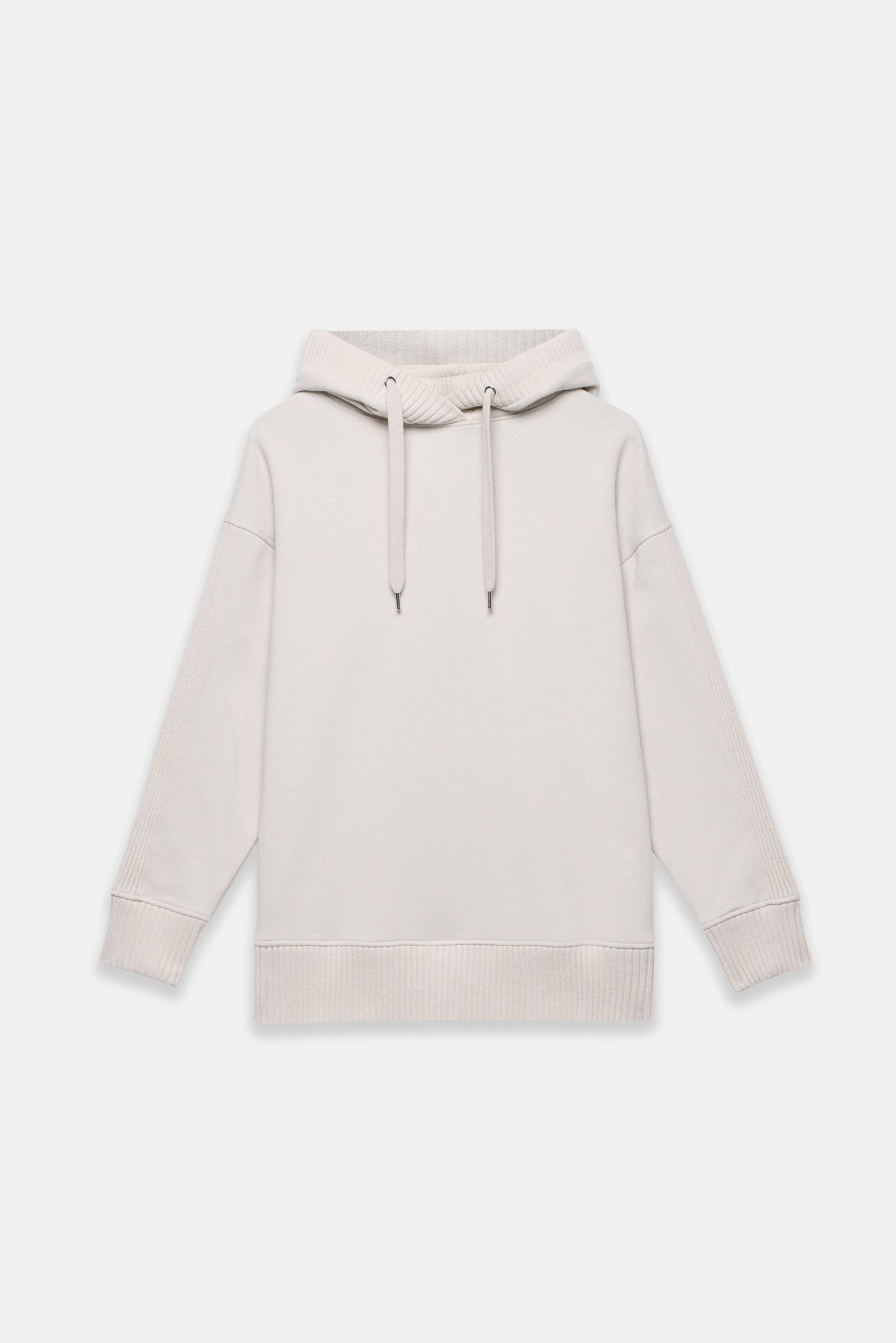 Cream Cotton Blend Hooded Sweatshirt