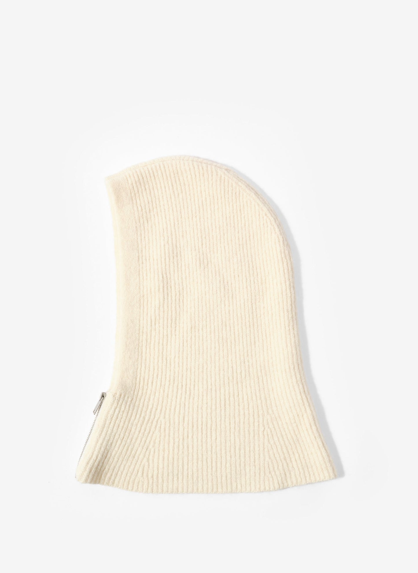 Cream Ribbed Knitted Hood