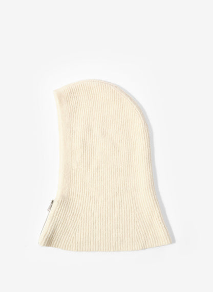 Cream Ribbed Knitted Hood