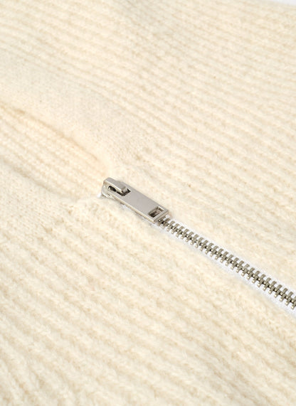 Cream Ribbed Knitted Hood