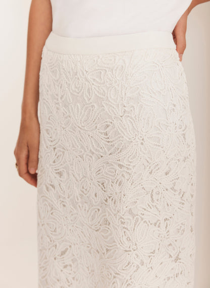 Cream Lace Pencil Skirt