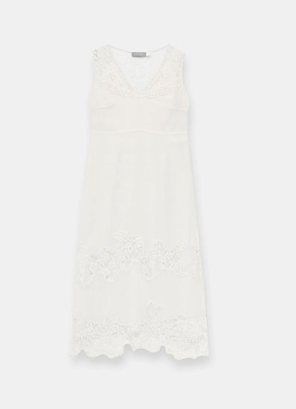 Cream Lace Midi Slip Dress