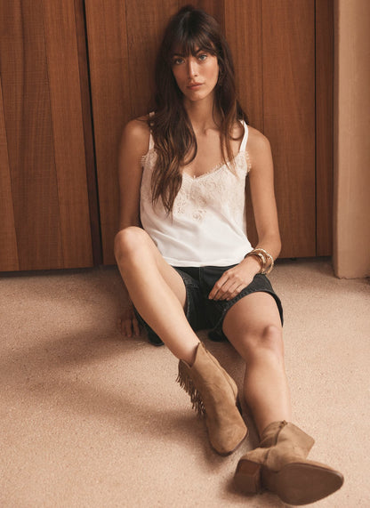 Cream Lace Trim Camisole Top
