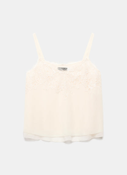 Cream Lace Trim Camisole Top