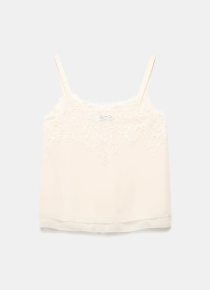 Cream Lace Trim Camisole Top