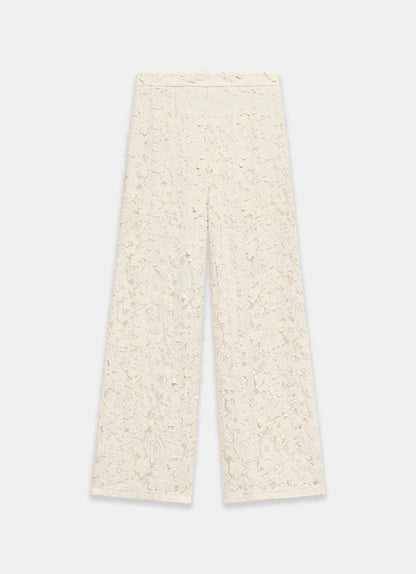 Cream Lace Wide Trousers