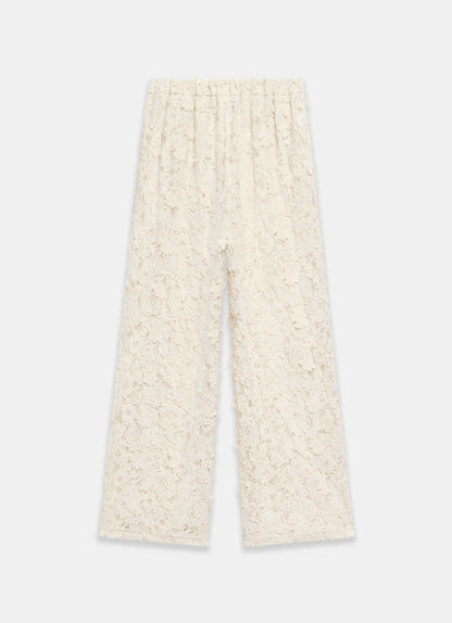 Cream Lace Wide Trousers