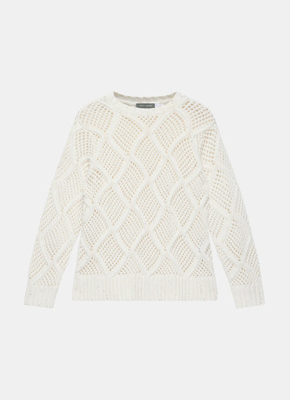 Cream Sequin Open Stitch Jumper