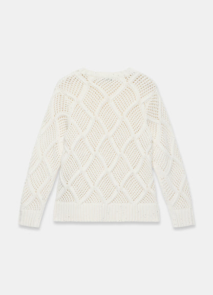 Cream Sequin Open Stitch Jumper