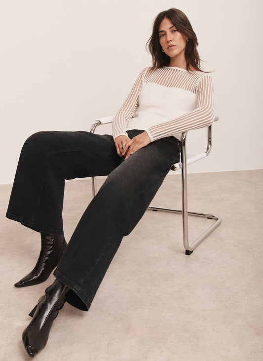Cream Sheer Knit Top