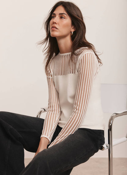 Cream Sheer Knit Top