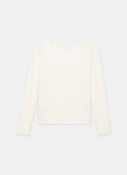 Cream Sheer Knit Top