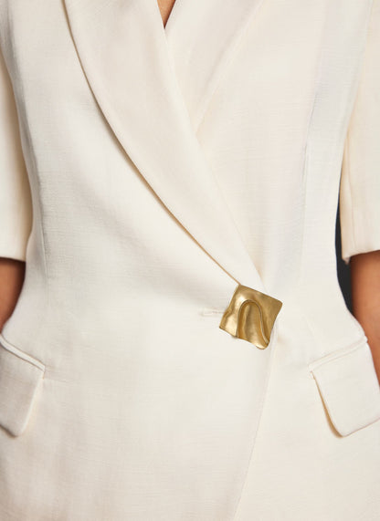 Cream Short Sleeve Longline Blazer