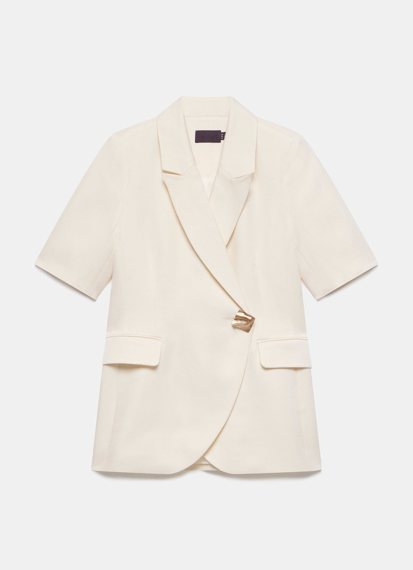 Cream Short Sleeve Longline Blazer