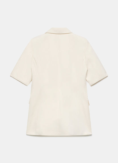 Cream Short Sleeve Longline Blazer