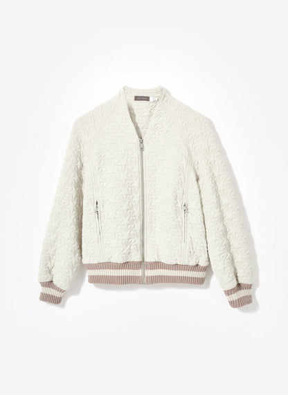 Cream Star Quilted Bomber Jacket