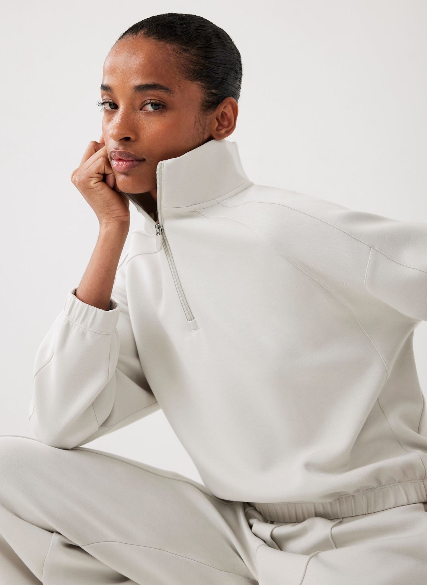 Cream Super Soft Zip Detail Sweatshirt