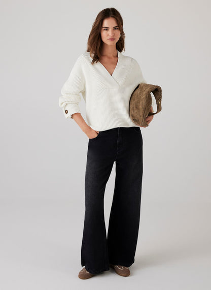 White Cotton Blend Knit Jumper