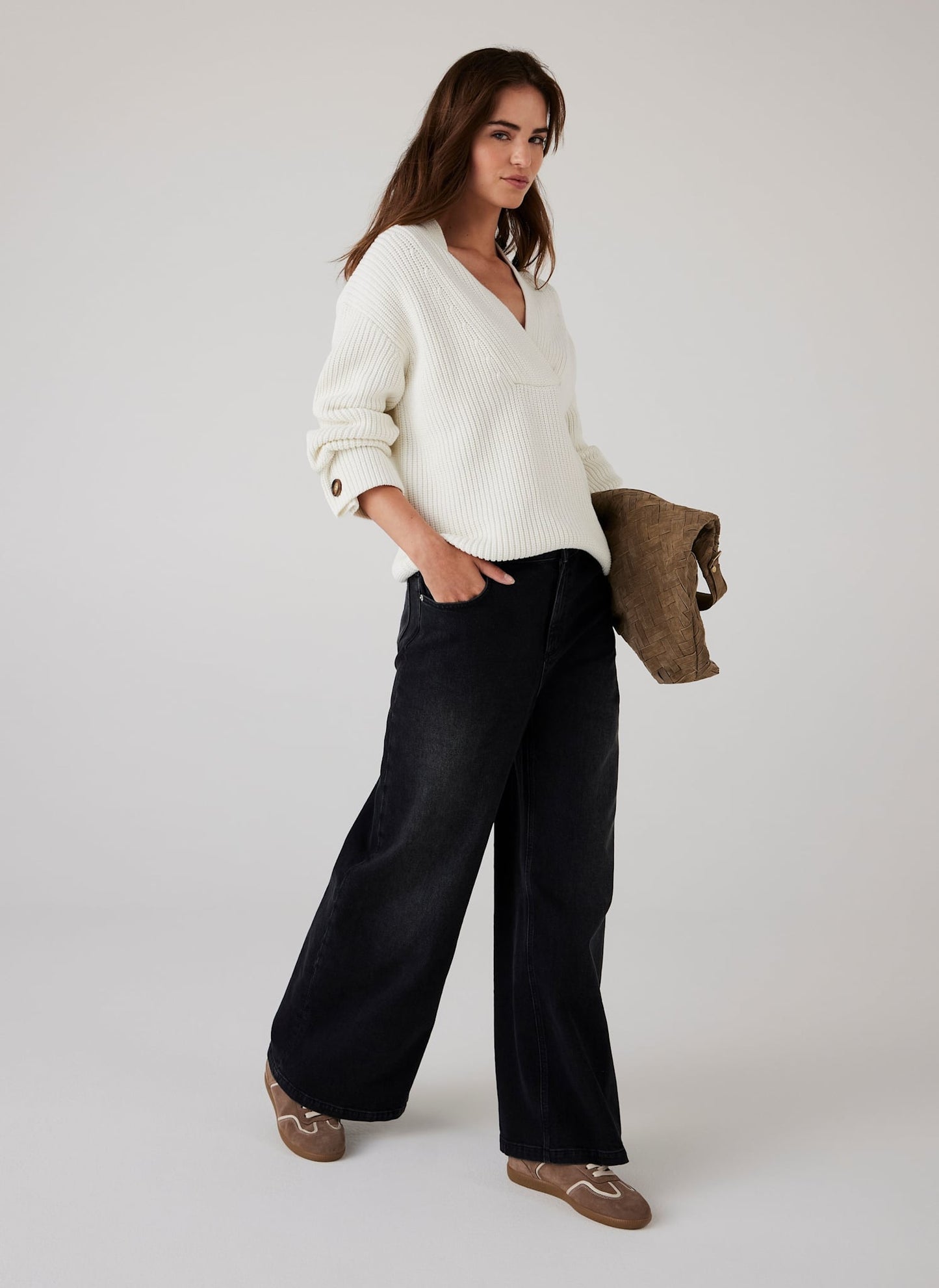 White Cotton Blend Knit Jumper