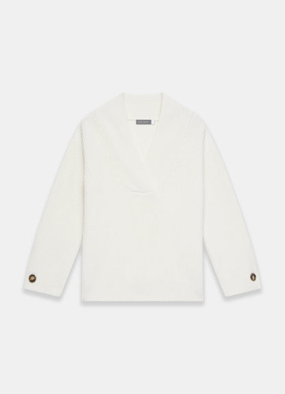 White Cotton Blend Knit Jumper