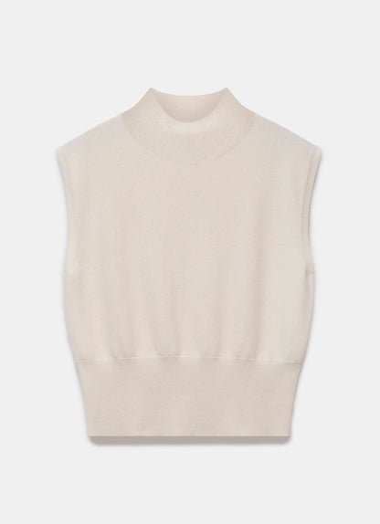 Cream Sleeveless Knit Top
