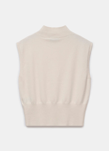 Cream Sleeveless Knit Top