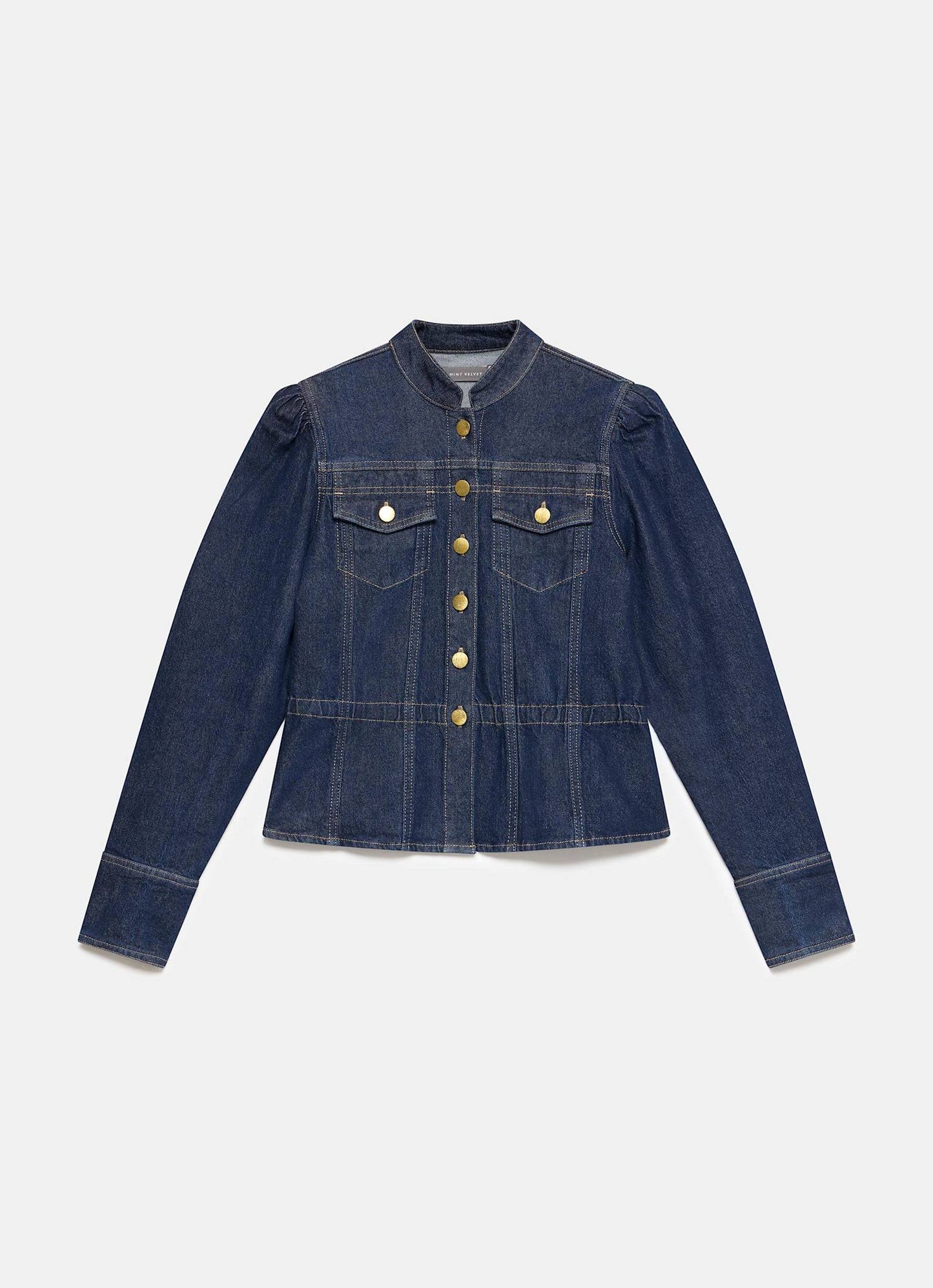 Dark Indigo Puff Sleeve Denim Jacket